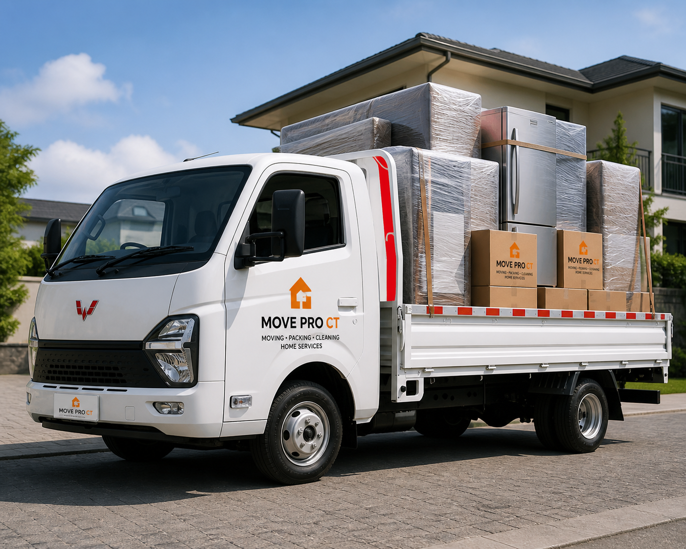 Move Pro CT truck loaded with boxes outside a Cape Town home